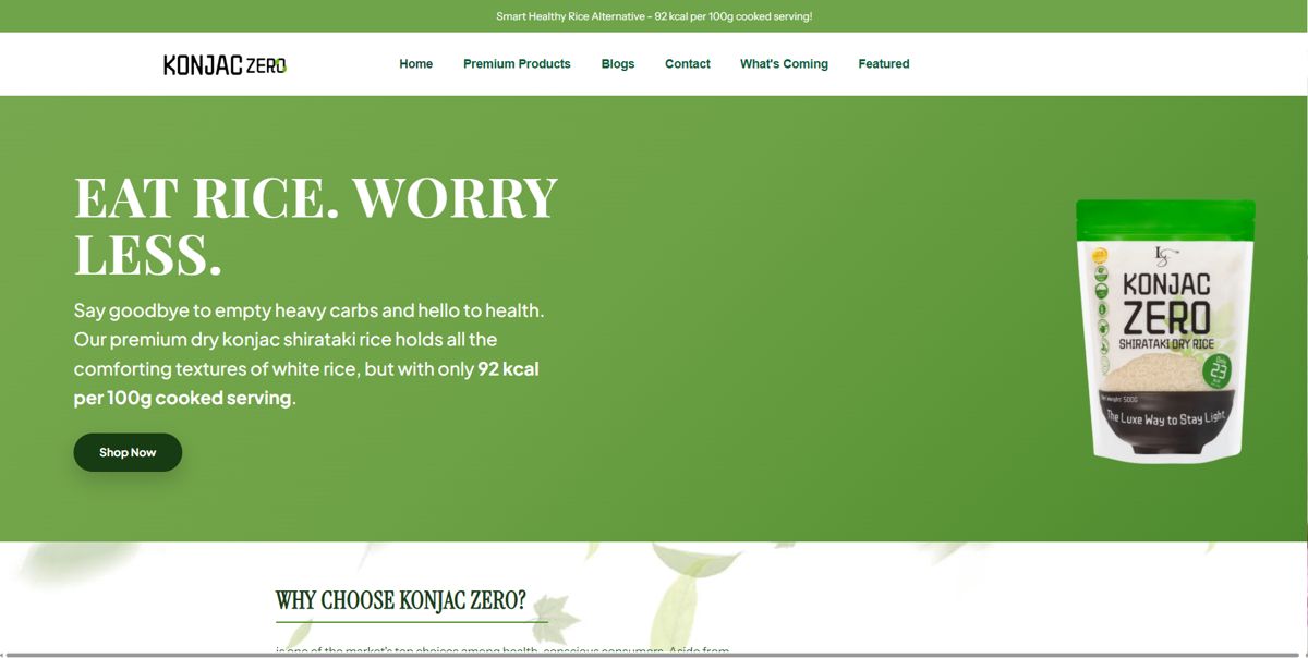Konjac Zero website